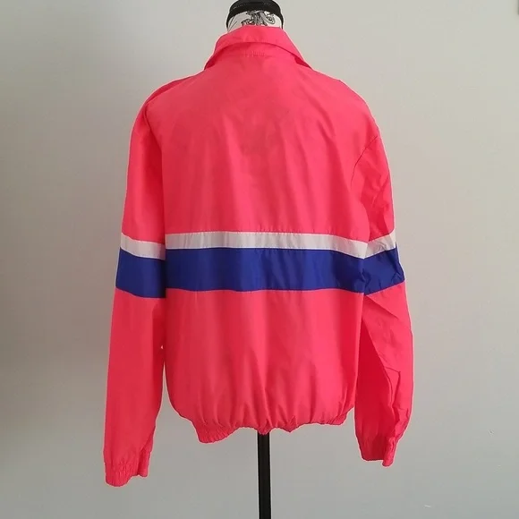 Vintage 90s Wilson Neon Pink Windbreaker | Retro Sport Colorblock Jacket Small - Picture 5 of 5